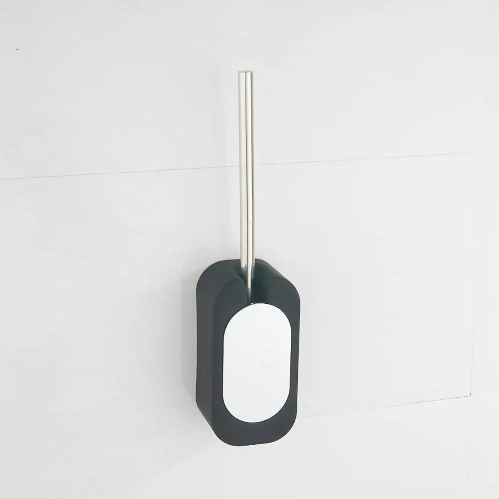 Decorative stainless Steel Handle Deep Cleaning ABS adhesive plastic toilet brush holder