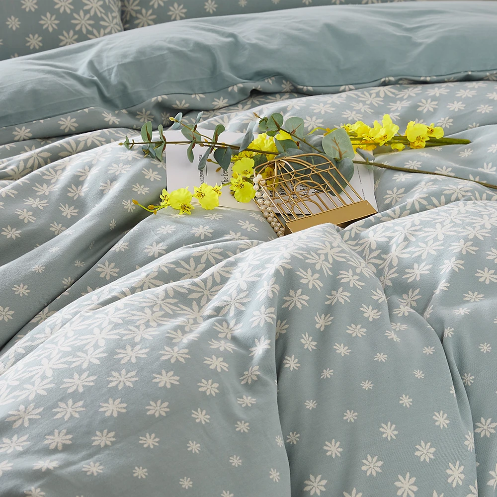 Simple and stylish jacquard sunflower floral 100% cotton jacquard knit printed duvet cover set for home