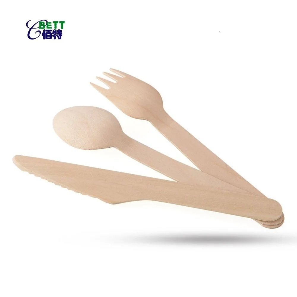 
Biodegradable Disposable picnic party BBQ wooden fork knife spoon tableware wooden Flatware cutlery with bulk pack 