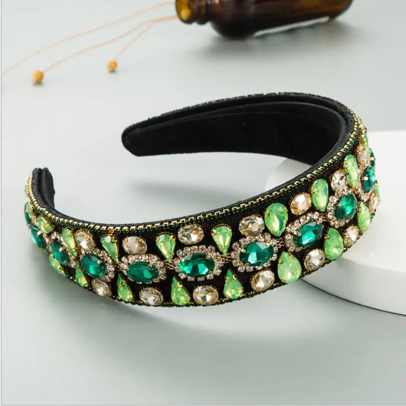 Gorgeous Baroque Full Rhinestone Headband for Woman Elegant Glass Beaded Hairband Female Party Hair Accessory Headwear Headdress