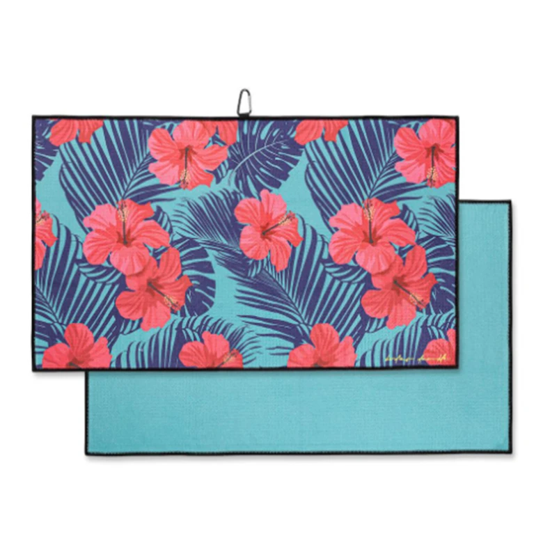 Wholesale Custom Logo Printed Sublimation Microfiber Waffle Golf Towel With Eyelet and Carabiner