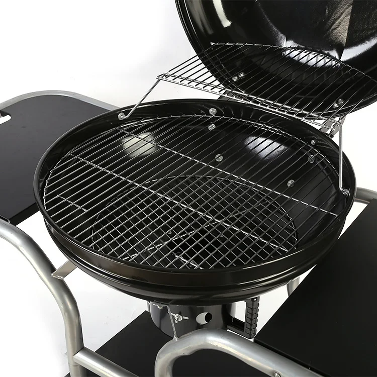 Camping Trolley Barbecue Grill Outdoor Heavy Duty Charcoal BBQ Grill with Trolley