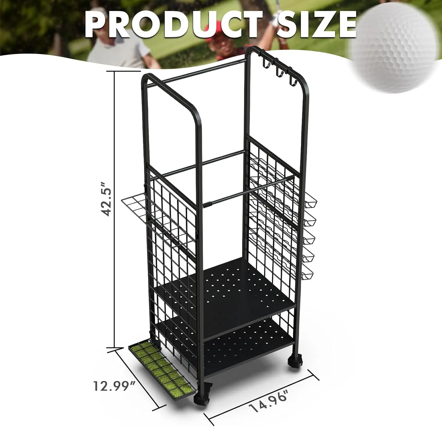 Golf bag storage cart Club holder and equipment accessory holder for garage club shed basement