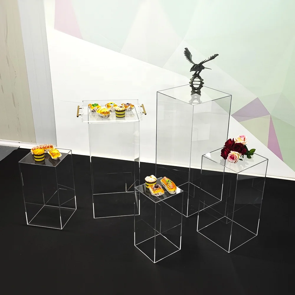 Индивидуальная акриловая напольная стойка для свадебного торта квадратная прозрачная выставочная