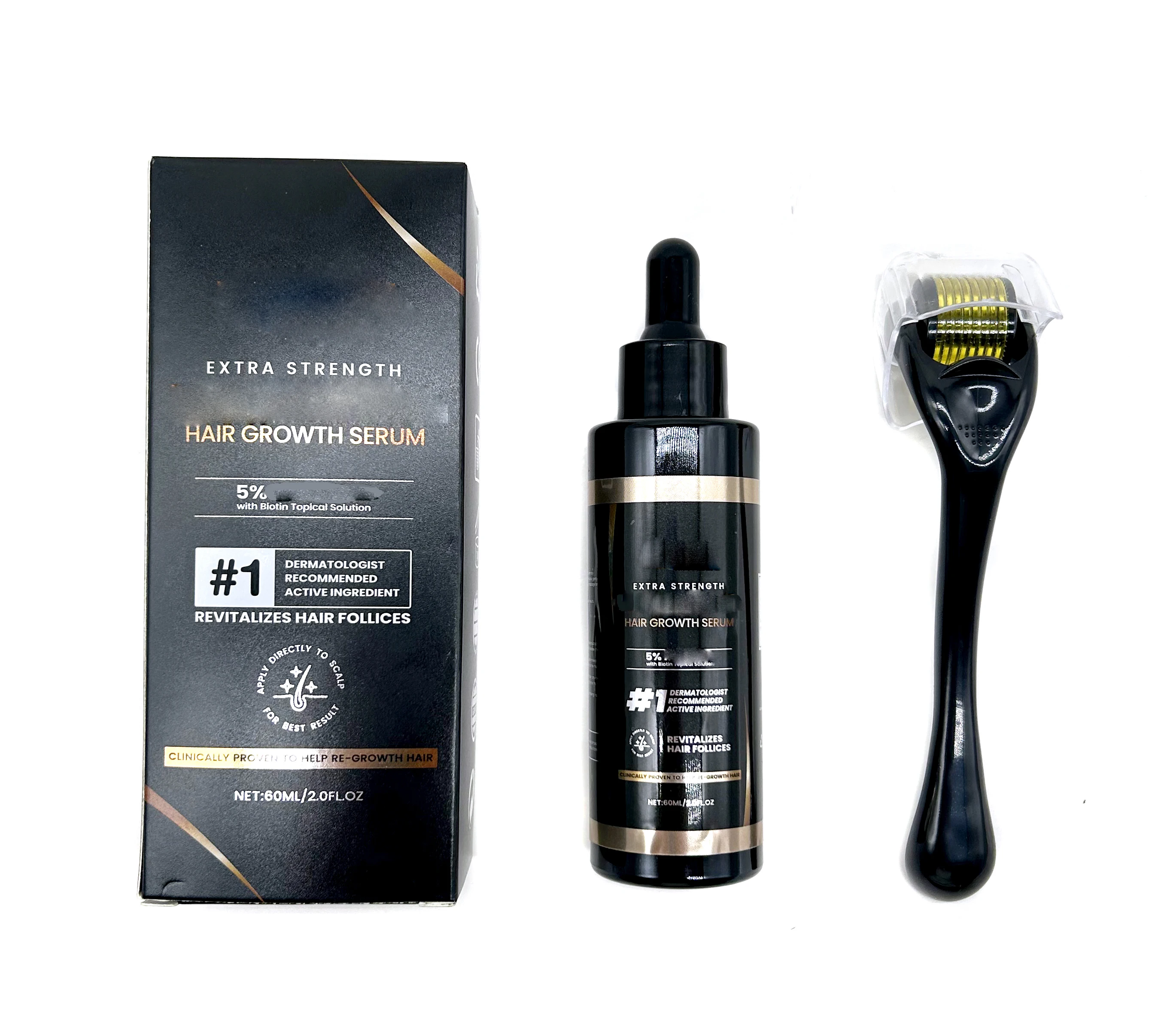 Private Label 100% Organic Vegan Nourishing Scalp Anti Hair Loss Treatments Growth Oil Hair Regrowth Serum And Roller Set