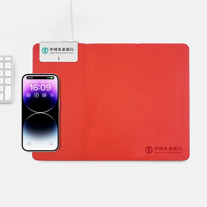 Wireless Fast Charging Mouse pad Desk Mat Business Gift Wireless Charging Foldable phone holder Custom Logo Office Work Mousepad