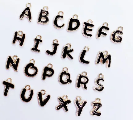 Alphabet A-Z Charms double sided Pendants Hypoallergenic Letter Metal Pendants for DIY Jewelry Findings Making,11.2X14.1mm