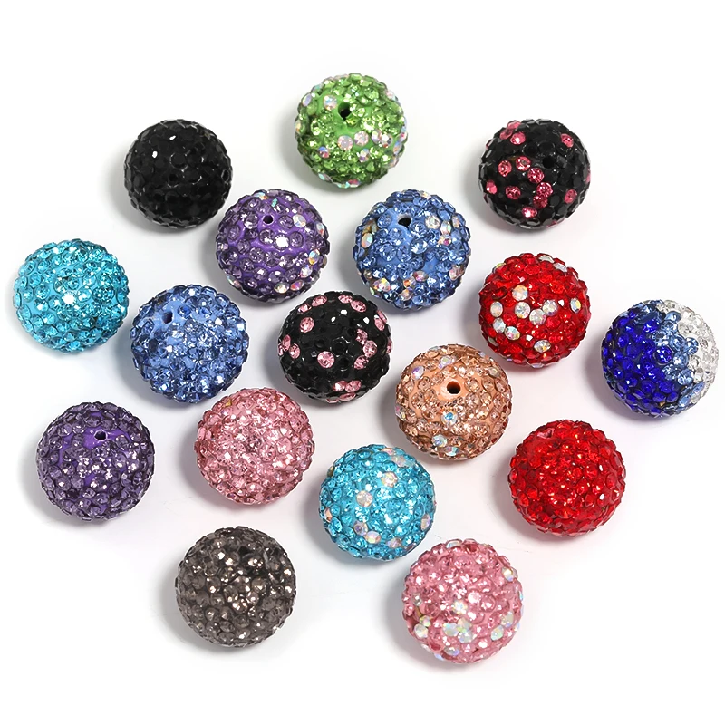 20pcs 16mm Round Crystal Rhinestone Beads Paved Clay Disco Ball Shamballa Beads for Jewelry Necklace Bracelet Earrings