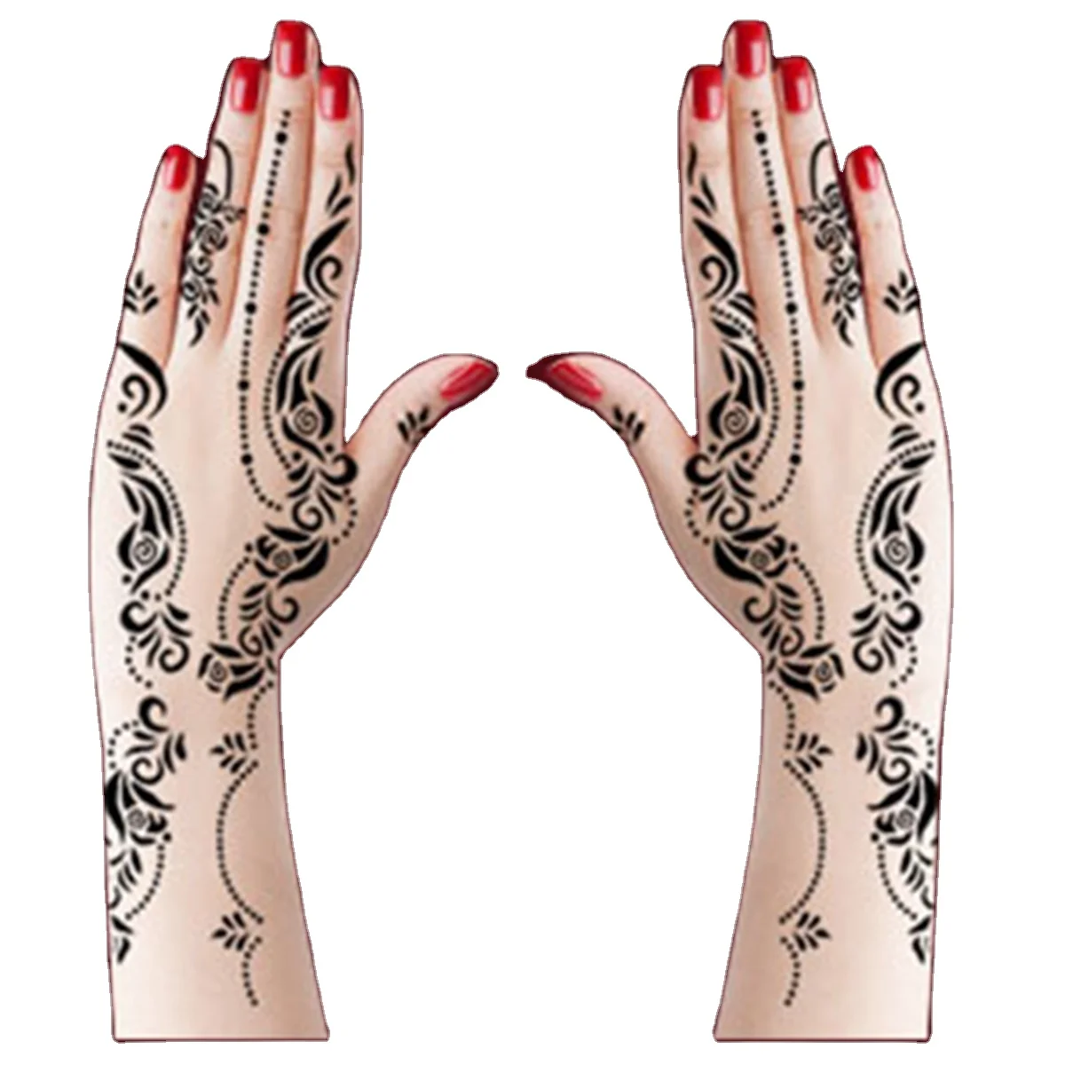 Henna Mehndi Lotus Temporary Tattoos For Women Jewelry Lace Moon Moth Flowers Pendant Temp Tattoos Temporary Sticker