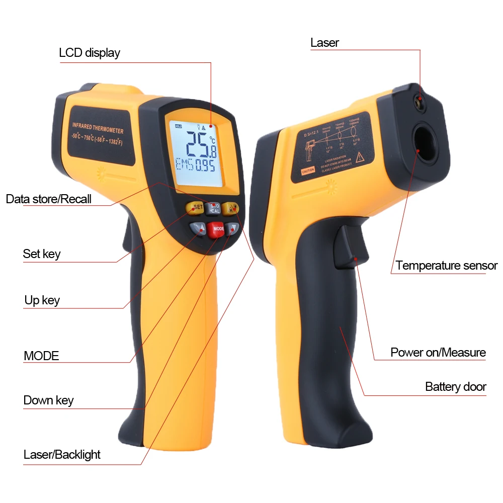 industrial thermometer Thermal Imager Handheld Digital Electronic Outdoor Non-Contact Laser Pyrometer Point Gun
