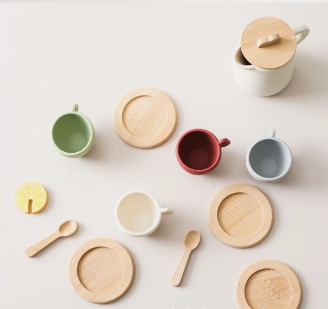 New Arrival Factory Baby Wooden Afternoon Tea Set Dessert Kitchen Toy Educational Pretend Play Toys For Kids
