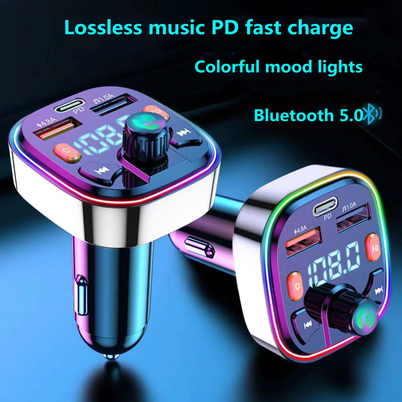 Car Type C PD Mobile Phone Charger Car Bluetooth-MP3 Player FM Receiver Hands Free Phone FM Transmitter