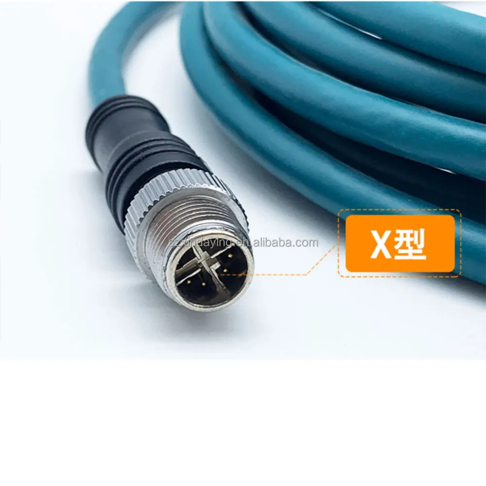 DYTECH M12 x-code 8pin Position X-Coded to RJ45 Shielded Ethernet Network Cord Cat5e Waterproof Cable 3M For industrial camera