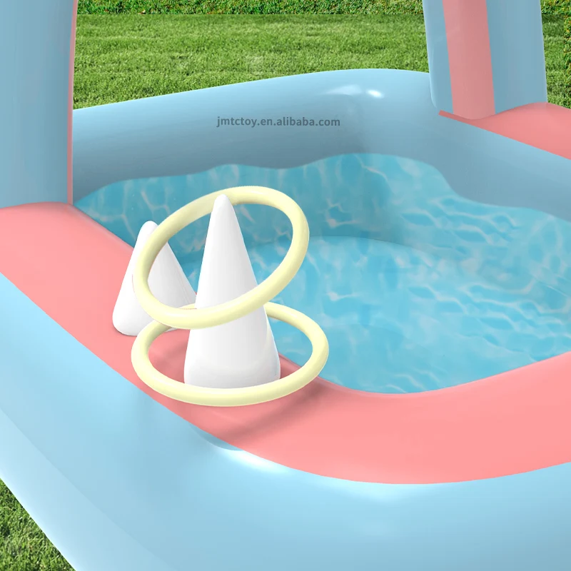 New arrival outdoor hippo cartoon PVC large family pool kids throw circle game water play splash pool inflatable swimming pool