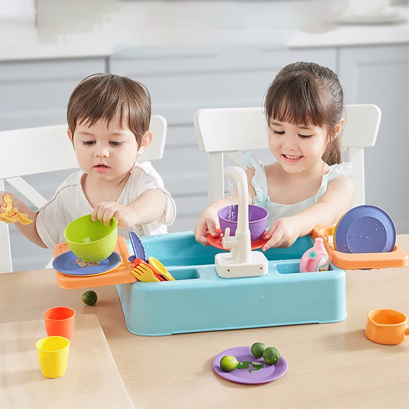 Kub Baby Dish Washing Machine Kitchen Toy Sets Plastic Pool Dishwasher Toy Kitchen Toys For Kids