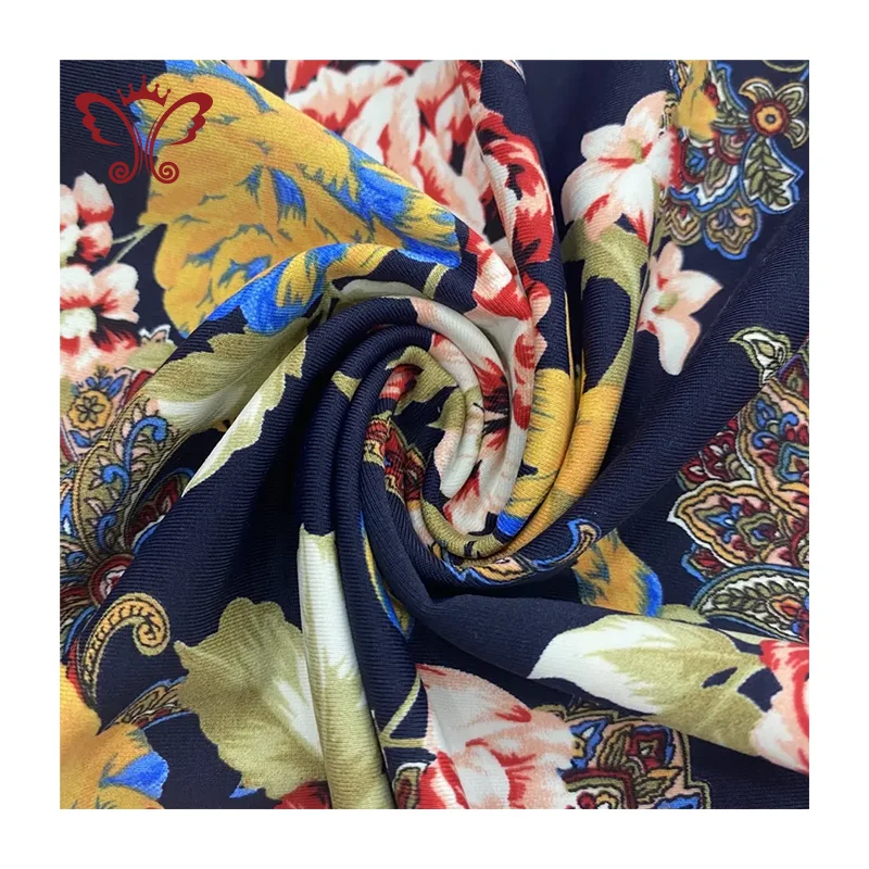 wholesale cheap printed poly spun Nylon knitted stretch fabrics textiles