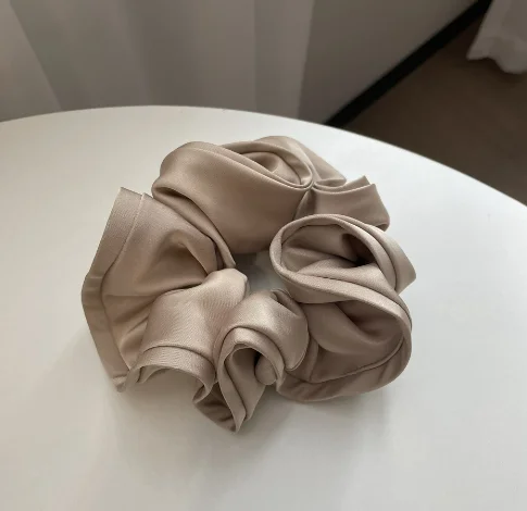 French Ponytail Elastic Hair Bands Women Hair Ties Headwear Accessories Elegant Extra Large flower Satin Scrunchies