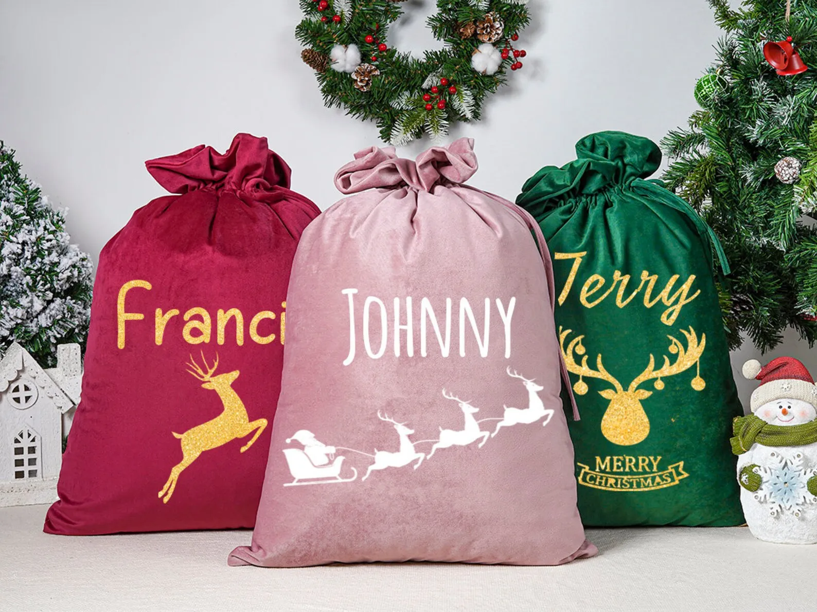 Christmas Santa bag Christmas gift bag for kids Personalised Bag for presents-Christmas