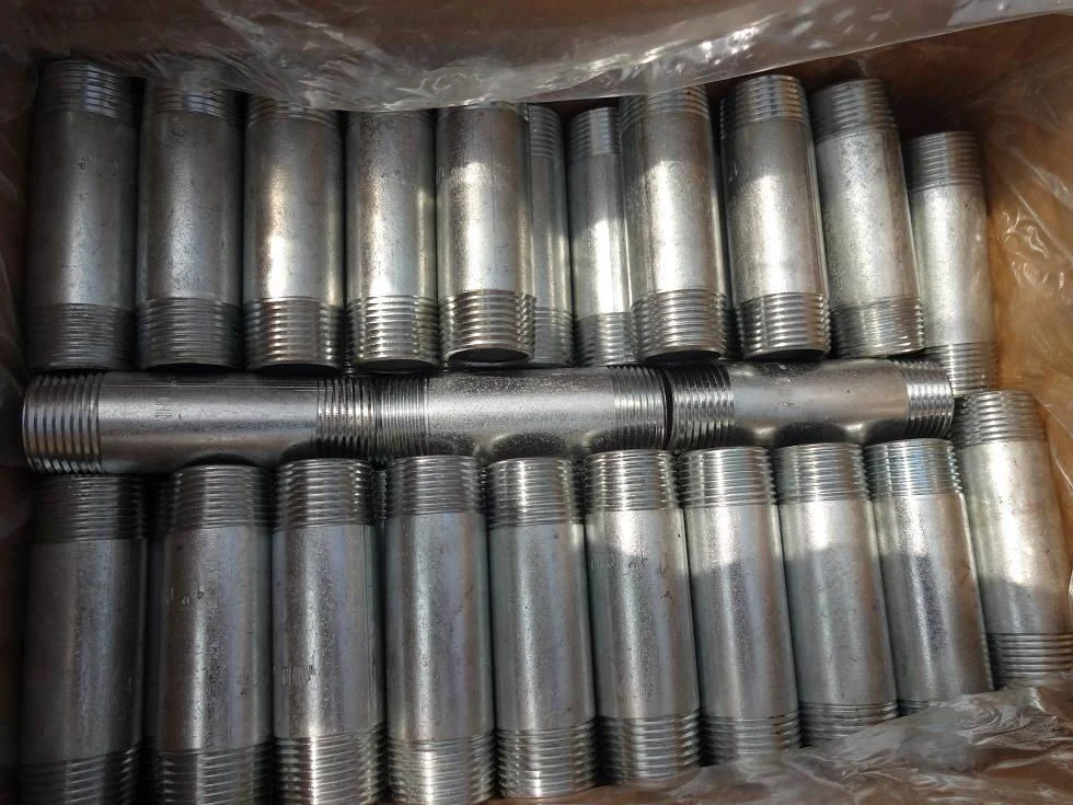 BS NPT Two Male Galvanized and Black Carbon Steel Pipe Fittings Black Long Nipples Equal