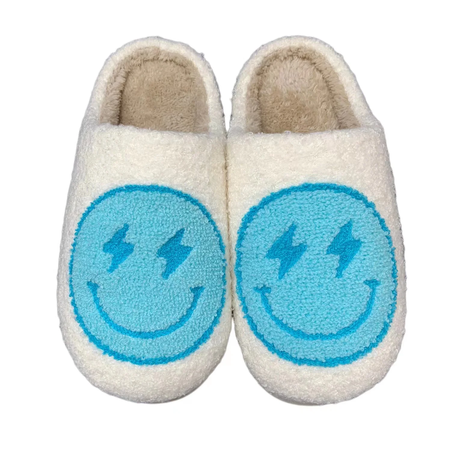 CIXI AIDA Wholesale new color  Retro smiley face bolt lightning pink warm furry home house cute bedroom SLIPPERS