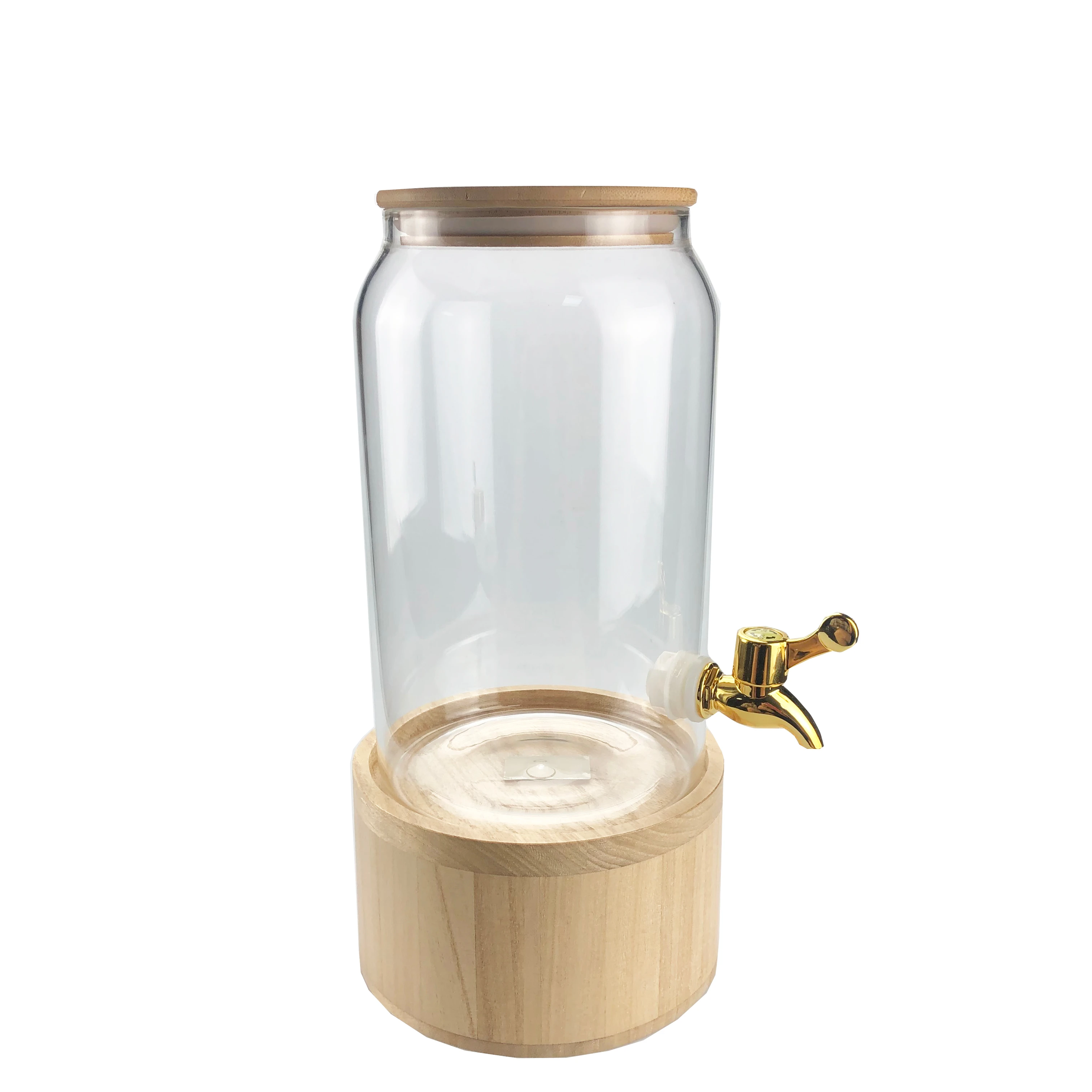 Juice drink cans golden faucet glass dispenser