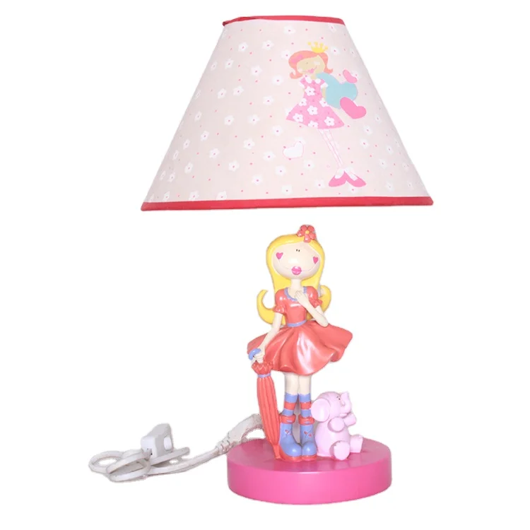 Cartoon style girl resin base study room desk lamp kids bedside table lamp for living room