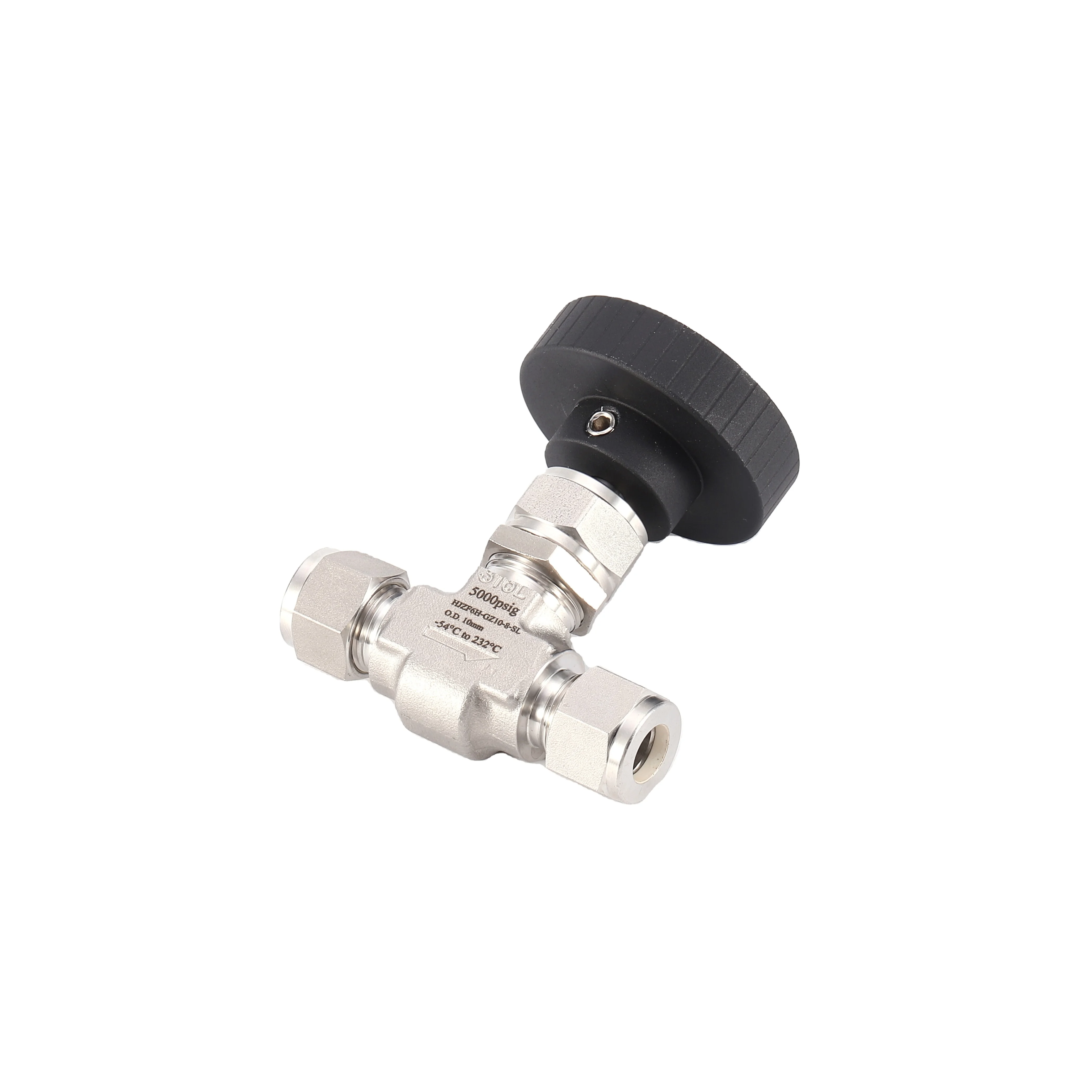 Hongji High Pressure Small Volume Round Cap Double Ferrule Connection Stop Valve