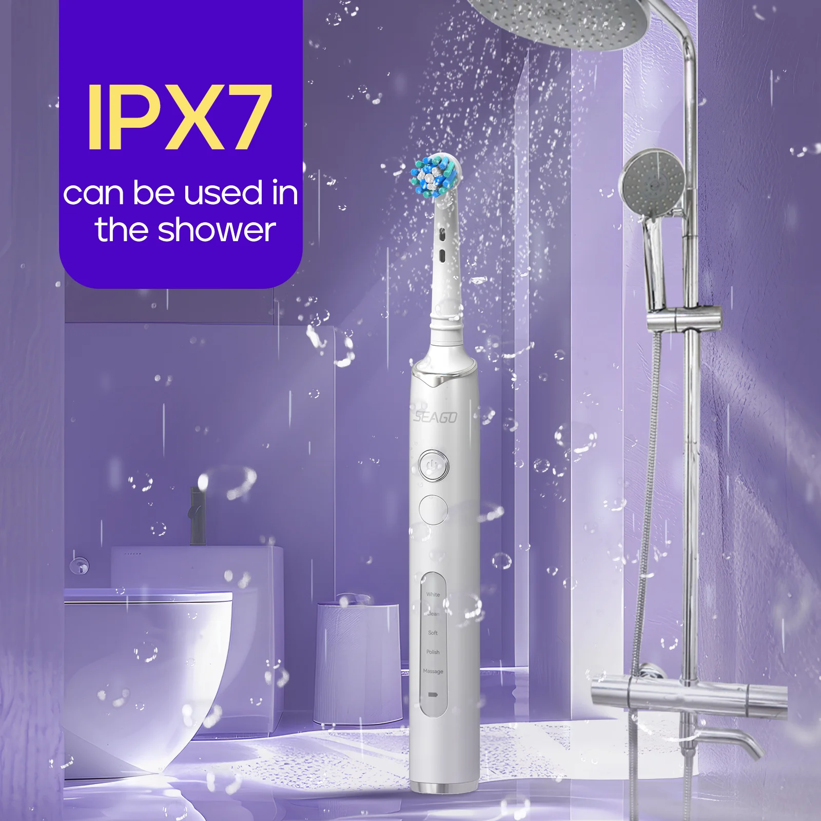 Seago Adult Customized Automatic Type-C Charging Waterproof Multi-function Rotating Electric Toothbrush With 8000 Strokes/Min