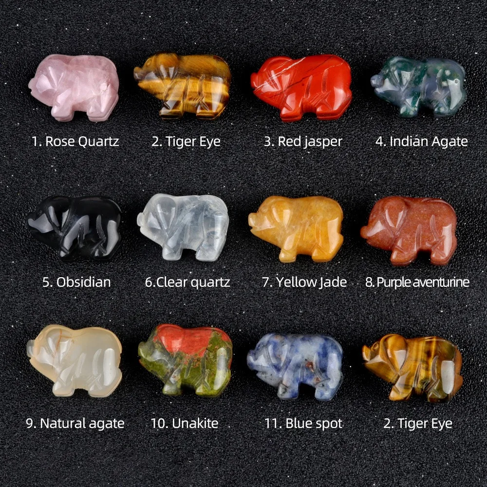 Wholesale Carving Polished 1 Inch Natural Reiki Healing Carved Gemstone Stone Crystal Pig for Home Decoration