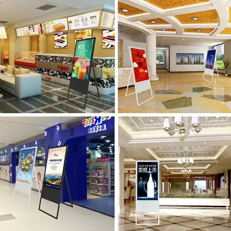 43 Inch Standalone Totem Kiosk Foldable Portable Advertising Battery Powered Digital Signage Lcd Poster Screen Display