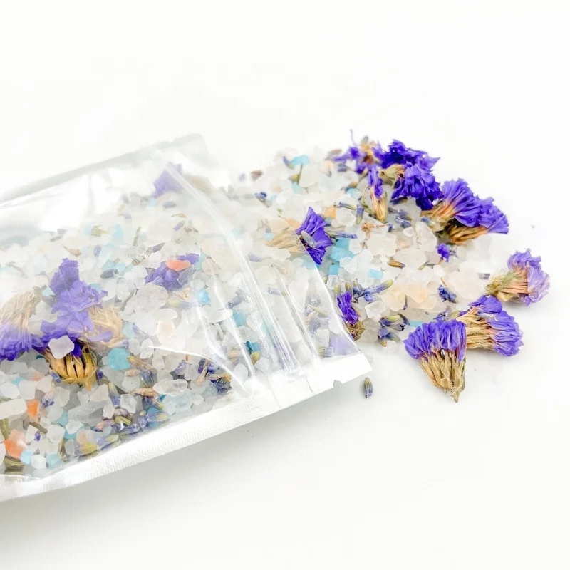 OED Private Label Luxury packaging bath soaking bathroom cleaning 100% natural himalayan salt scrub bath salts with flowers