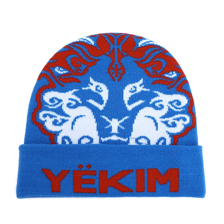 American Winter Warm Wool Hat Fashion Embroidery Flanged Cold Hat Men Women Ear Cap Jacquard Knit Hat