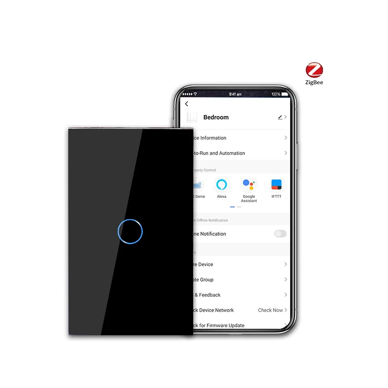 Bingoele  US standard ZigBee tuya wifi smart 1gang  wall touch switch manufacturers in wenzhou