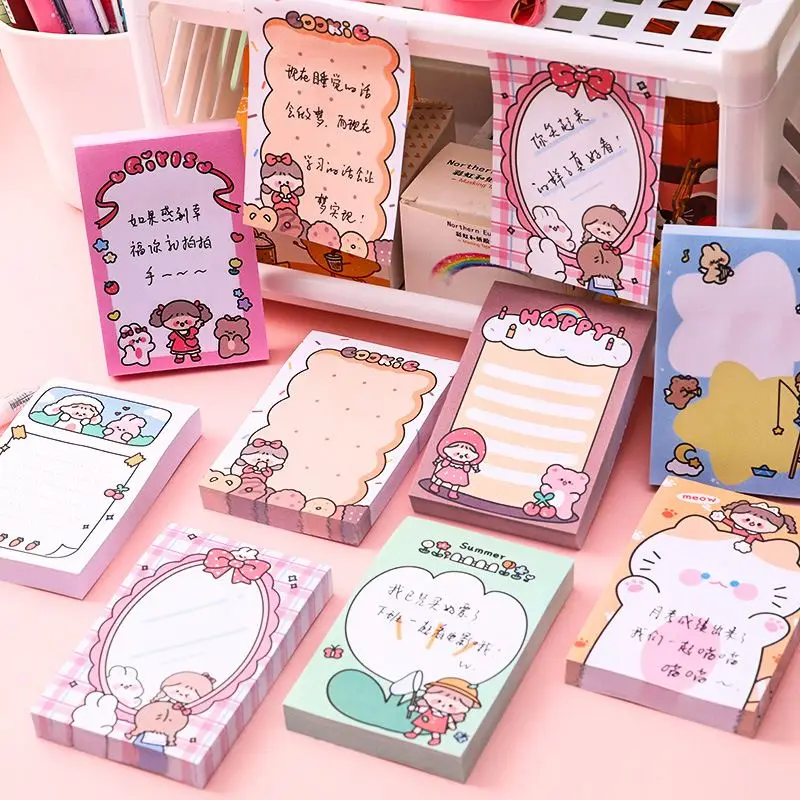 Factory New Cartoon Girl Memo Pads Sticker Memo Pad Kawaii Memo Pads 80 Sheets
