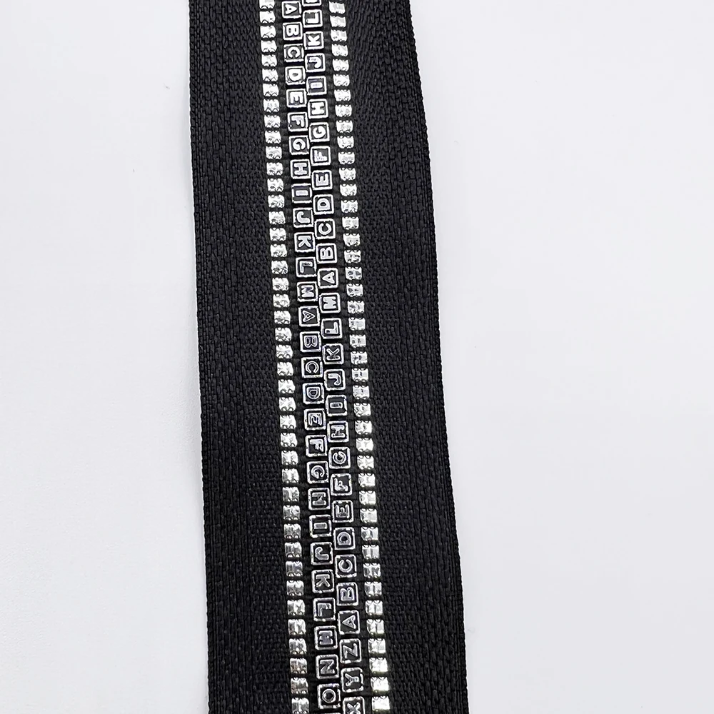 Creative English alphabet tooth zipper Customizable reflective zipper Custom Colors 8# Letter Teeth Resin Zipper