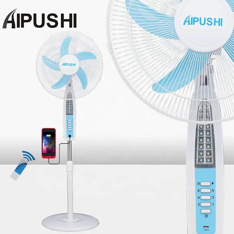 2022 Солнечный перезаряжаемый вентилятор постоянного тока с высокой скоростью вращения 12 В постоянный ток со светодиодной подсветкой и зарядным устройством USB.