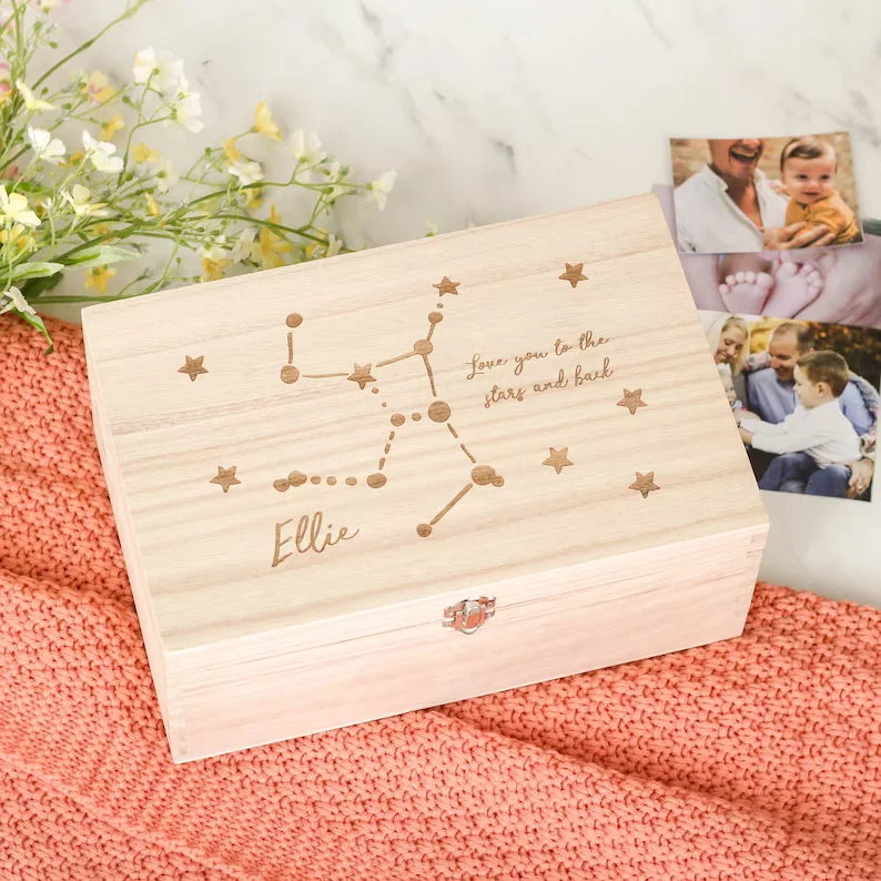 Pan wood first aid box treasure Newborn Baby Box gift wedding packaging Organizer unfinished Wooden Keepsake Box