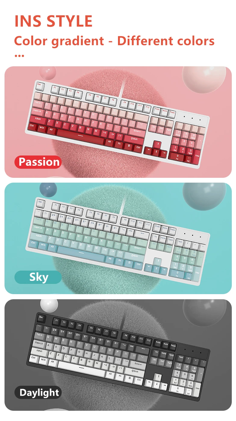 HZGAMER INS Style Double Shot Keycaps, Gradient Color Keycap for Mechanical Keyboard, PBT OEM Profile Keycap