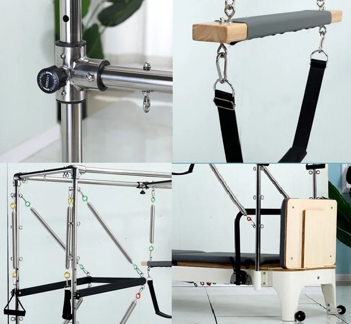 Home and studio Gym fitness 3 in 1 Cadillac white wood pilates reformer with tower