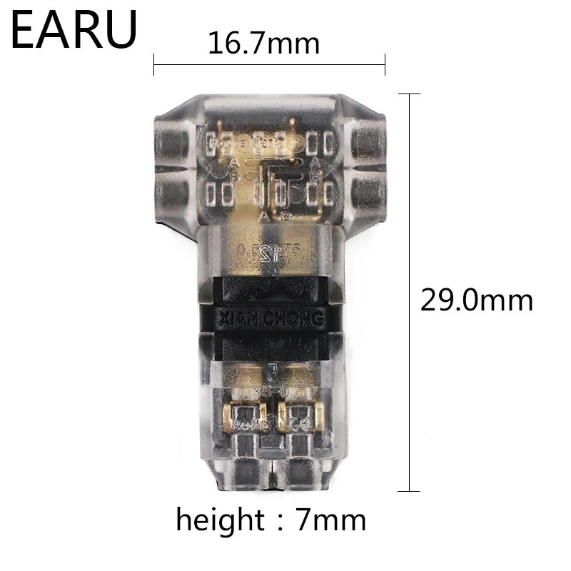 2 Pin 2 Way 300v 10a Universal Compact Wire Wiring Connector T SHAPE Conductor Terminal Block With Lever AWG 18-24