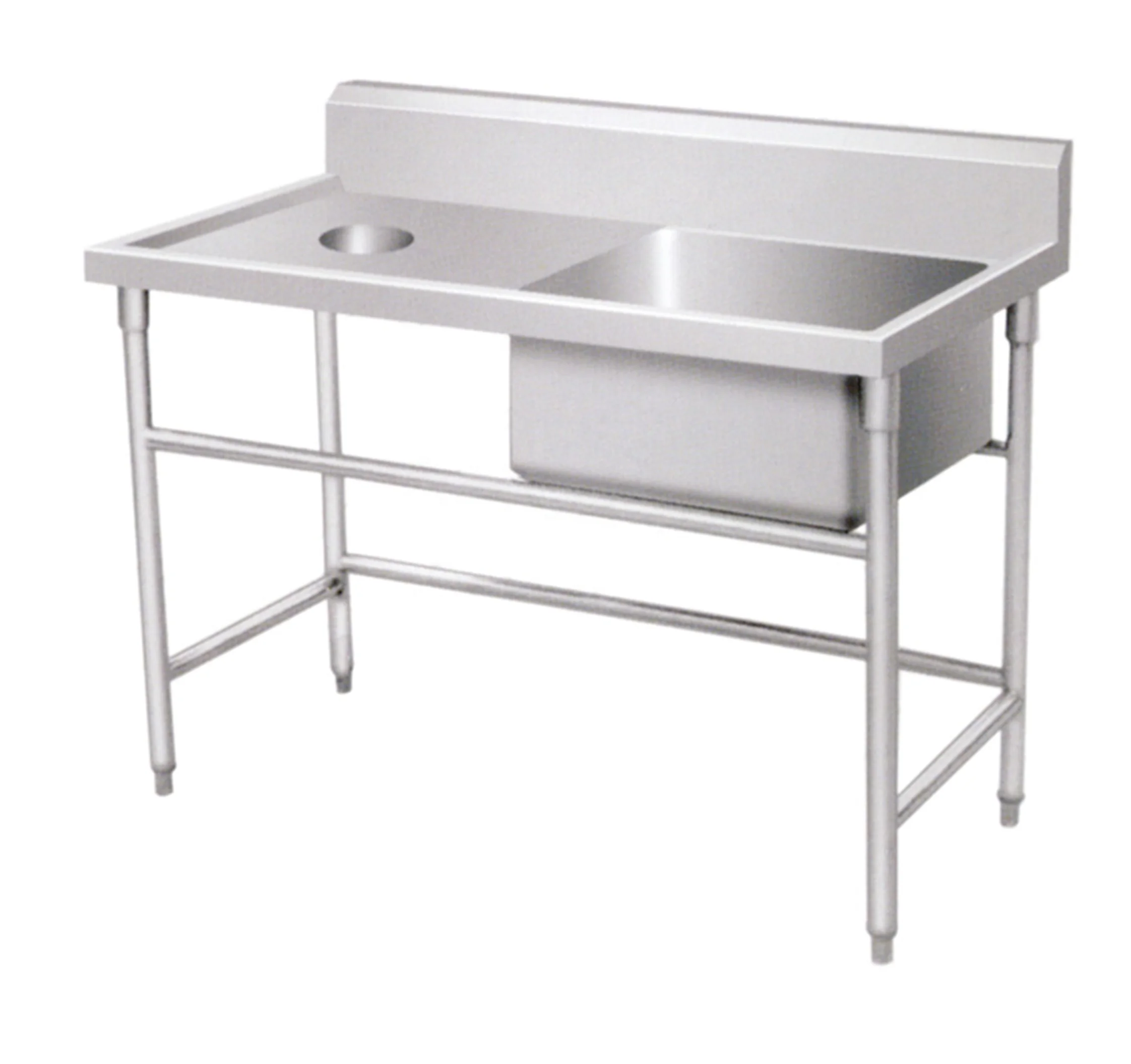 Free Standing Stainless Steel Handmade Welding Farm Used Basin Single Bowl Kitchen Sink With Undershelf