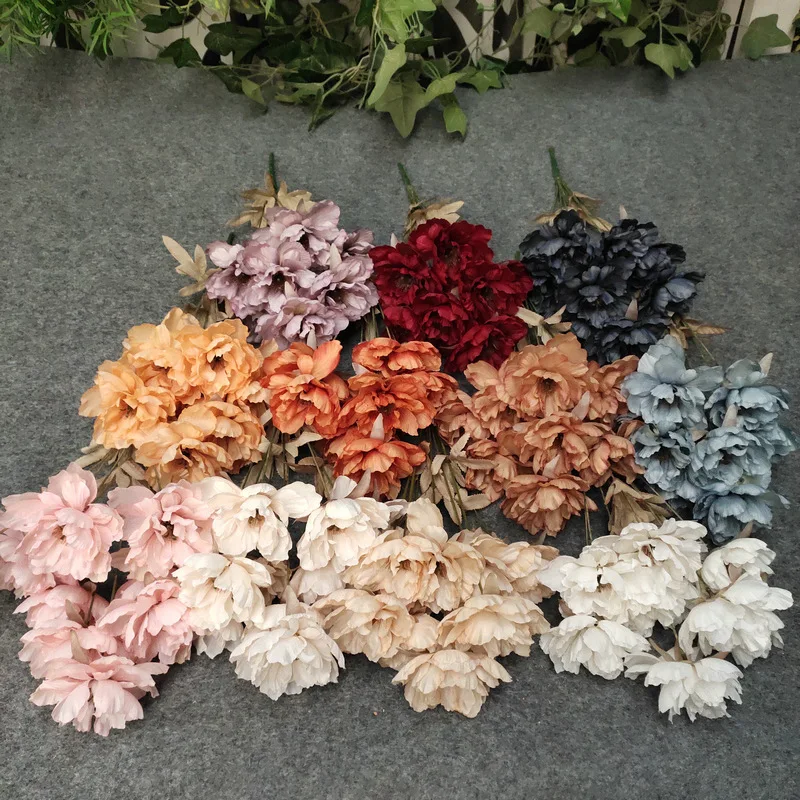 Cheap Peony Flowers Artificial Flower Bouquet For Wedding Room Decoration