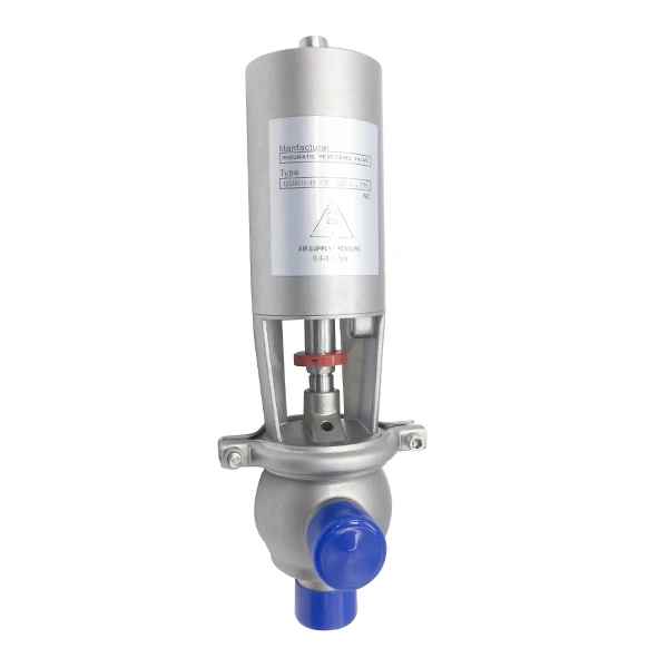 Hygienic food grade Sanitary stainless steel 304 316L Stop Pneumatic two way weld Reversing Divert Seat Valve supplier