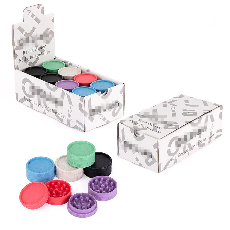 High Quality Plastic Colorful Spice Grinders Custom logo Eco-friendly Biodegradable 2 Layer 55mm Tobacco Herb Grinder