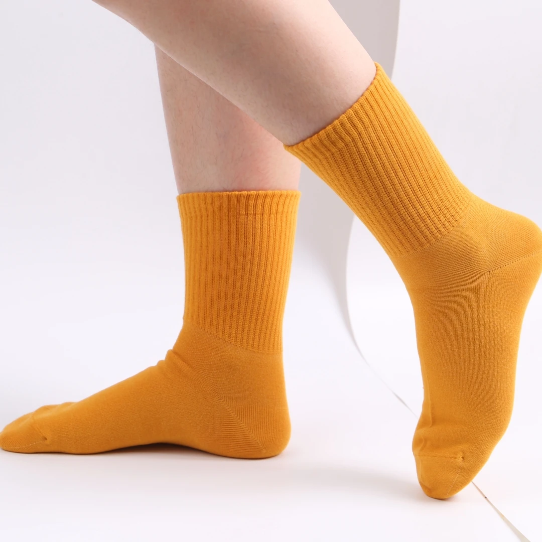 Cotton Knitted Brown Women Socks Fashion Casual Solid Loose Cute Girls Embroidered High Socks Spring winter Wholesale