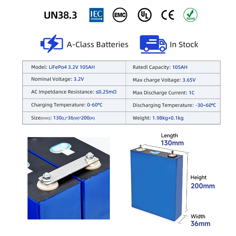 Длительный срок службы 3 2 V Lifepo4 105Ah Baterias De с зарядным устройством новинка класс A перезаряжаемые мА/ч. Аккумулятор литиевый аккумулятор DIY лодки RV клетки пакет