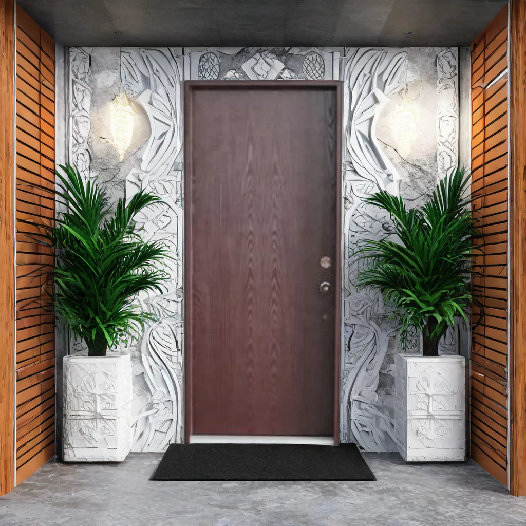 Front bulletproof door  with glass and aluminum type security door  with steel frame for House entrance