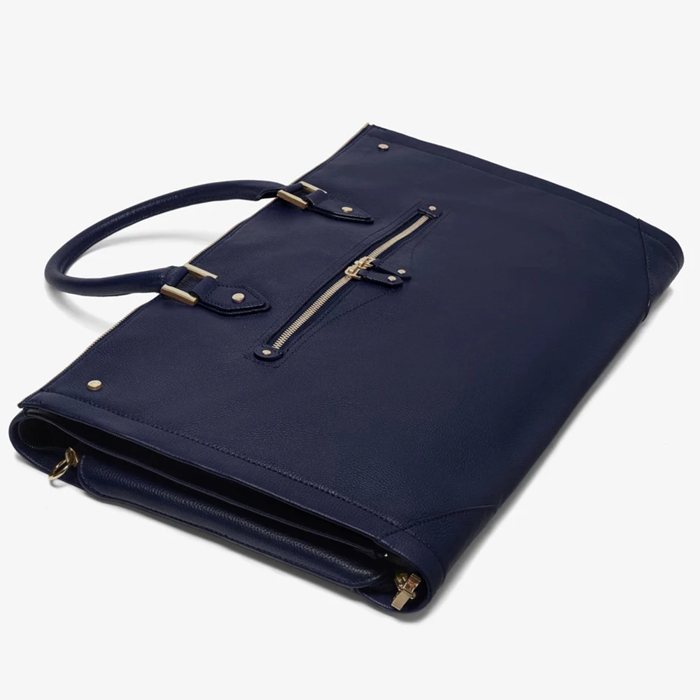 Custom Pebble Leather Ladies Foldable Garment Dress Duffle Travel PU Weekender Bag For Women