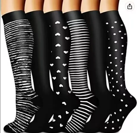 Unisex Compressed Pressure Athletic Socks 15-20 MmHg Graduated Golfs Tube Outdoor Socks Knee High Sport Nurse Compression Socks