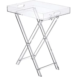 Custom Good Quality Modern Plexiglass Acrylic Side Table Lucite Crystal Acrylic Folding Tray Table